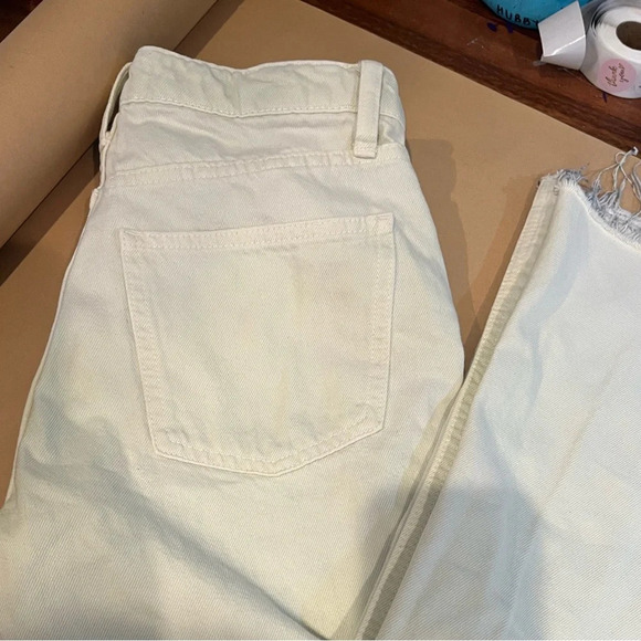 ZARA Womens sz 4‎ pastel green distressed denim jeans frayed ankles straight leg - Picture 5 of 6